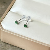 Icy A-Grade Natural Imperial Green Jadeite Frangipani Flower Stud Earring No. 180409