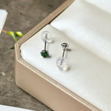 Icy A-Grade Natural Imperial Green Jadeite Frangipani Flower Stud Earring No. 180409