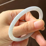 52.7mm A-Grade Natural Light Lavender Green Jadeite Traditional Round Slim Cut Bangle No. 152209