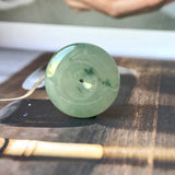 A-Grade Natural Bluish Green Floral Jadeite Donut Pendant No.172166