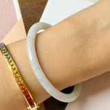 52.7mm A-Grade Natural Light Lavender Green Jadeite Traditional Round Slim Cut Bangle No. 152209