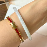 52.7mm A-Grade Natural Light Lavender Green Jadeite Traditional Round Slim Cut Bangle No. 152209