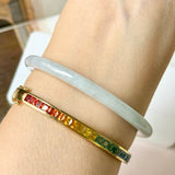 52.7mm A-Grade Natural Light Lavender Green Jadeite Traditional Round Slim Cut Bangle No. 152209