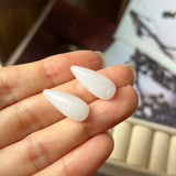 24.45 cts A-Grade Natural White Jadeite Droplet (Pair) No.180694