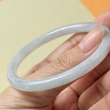 53.1mm A-Grade Natural Light Lavender Green Jadeite Traditional Round Slim Cut Bangle No. 152210
