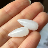 24.45 cts A-Grade Natural White Jadeite Droplet (Pair) No.180694