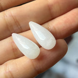 24.45 cts A-Grade Natural White Jadeite Droplet (Pair) No.180694