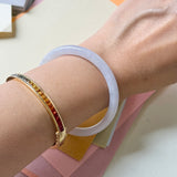 53.1mm A-Grade Natural Light Lavender Green Jadeite Traditional Round Slim Cut Bangle No. 152210