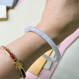 53.1mm A-Grade Natural Light Lavender Green Jadeite Traditional Round Slim Cut Bangle No. 152210