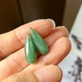 21.95 cts A-Grade Natural Bluish Green Jadeite Droplet (Pair) No.180532
