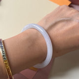 52.8mm A-Grade Natural Light Lavender Green Jadeite Traditional Round Slim Cut Bangle No. 152211