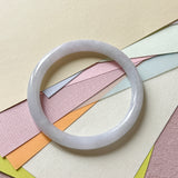 54mm A-Grade Natural Light Lavender Green Jadeite Traditional Round Slim Cut Bangle No. 152212