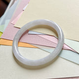 54mm A-Grade Natural Light Lavender Green Jadeite Traditional Round Slim Cut Bangle No. 152212