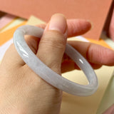 54mm A-Grade Natural Light Lavender Green Jadeite Traditional Round Slim Cut Bangle No. 152212