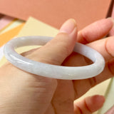 54mm A-Grade Natural Light Lavender Green Jadeite Traditional Round Slim Cut Bangle No. 152212