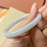 54mm A-Grade Natural Light Lavender Green Jadeite Traditional Round Slim Cut Bangle No. 152212