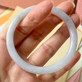 54mm A-Grade Natural Light Lavender Green Jadeite Traditional Round Slim Cut Bangle No. 152212