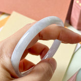 54mm A-Grade Natural Light Lavender Green Jadeite Traditional Round Slim Cut Bangle No. 152212