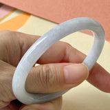 54mm A-Grade Natural Light Lavender Green Jadeite Traditional Round Slim Cut Bangle No. 152212