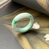 19.2mm A-Grade Natural Moss On Snow Jadeite Ring Band No.162543