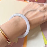 54mm A-Grade Natural Light Lavender Green Jadeite Traditional Round Slim Cut Bangle No. 152212