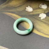 19.2mm A-Grade Natural Moss On Snow Jadeite Ring Band No.162543