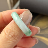 19.2mm A-Grade Natural Moss On Snow Jadeite Ring Band No.162543