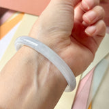 54mm A-Grade Natural Light Lavender Green Jadeite Traditional Round Slim Cut Bangle No. 152212