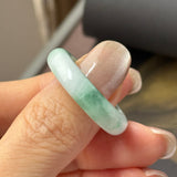 19.2mm A-Grade Natural Moss On Snow Jadeite Ring Band No.162543