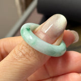 19.2mm A-Grade Natural Moss On Snow Jadeite Ring Band No.162543