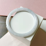 54.4mm A-Grade Natural Light Lavender Green Jadeite Traditional Round Slim Cut Bangle No. 152213