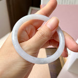 54.4mm A-Grade Natural Light Lavender Green Jadeite Traditional Round Slim Cut Bangle No. 152213
