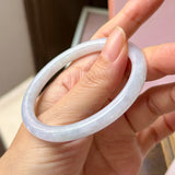 54.4mm A-Grade Natural Light Lavender Green Jadeite Traditional Round Slim Cut Bangle No. 152213