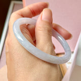 54.4mm A-Grade Natural Light Lavender Green Jadeite Traditional Round Slim Cut Bangle No. 152213