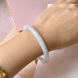 54.4mm A-Grade Natural Light Lavender Green Jadeite Traditional Round Slim Cut Bangle No. 152213