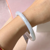 54.4mm A-Grade Natural Light Lavender Green Jadeite Traditional Round Slim Cut Bangle No. 152213