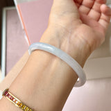 54.4mm A-Grade Natural Light Lavender Green Jadeite Traditional Round Slim Cut Bangle No. 152213