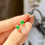 Icy A-Grade Natural Imperial Green Jadeite Earring Studs (Princess Charlotte) No. 180716