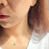 Icy A-Grade Natural Imperial Green Jadeite Earring Studs (Princess Charlotte) No. 180716