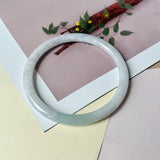 SOLD OUT: 59.6mm A-Grade Natural Lilac Green Jadeite Traditional Round Slim Cut Bangle No. 152222
