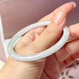 SOLD OUT: 59.6mm A-Grade Natural Lilac Green Jadeite Traditional Round Slim Cut Bangle No. 152222