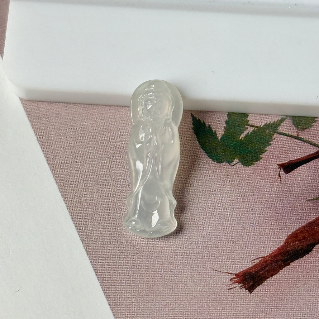 Icy A-Grade Natural Jadeite Goddess of Mercy Pendant No. 172256
