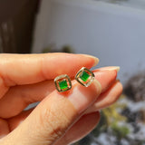 Icy A-Grade Natural Imperial Green Jadeite Earring Studs (Princess Belle) No. 180715