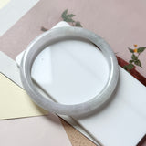 54.5mm A-Grade Natural Light Lavender Green Jadeite Traditional Round Slim Cut Bangle No. 152214