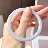 54.5mm A-Grade Natural Light Lavender Green Jadeite Traditional Round Slim Cut Bangle No. 152214
