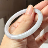 54.5mm A-Grade Natural Light Lavender Green Jadeite Traditional Round Slim Cut Bangle No. 152214