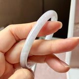 54.5mm A-Grade Natural Light Lavender Green Jadeite Traditional Round Slim Cut Bangle No. 152214