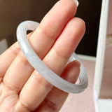 54.5mm A-Grade Natural Light Lavender Green Jadeite Traditional Round Slim Cut Bangle No. 152214