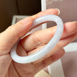 54.5mm A-Grade Natural Light Lavender Green Jadeite Traditional Round Slim Cut Bangle No. 152214