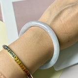 54.5mm A-Grade Natural Light Lavender Green Jadeite Traditional Round Slim Cut Bangle No. 152214